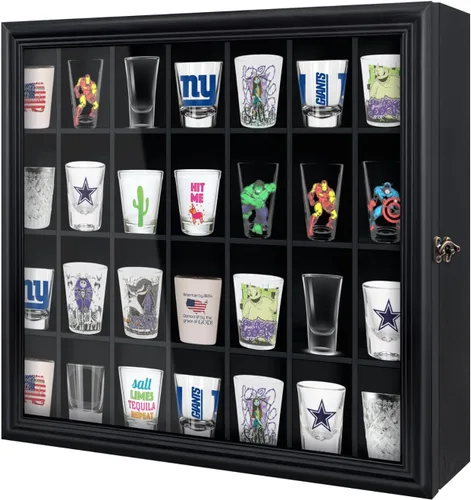 Vista 17 de Vitrina de vidrio de chupito de madera maciza, vitrina grande para coleccionables, accesorios para cuevas de hombre, puerta acrílica con protección