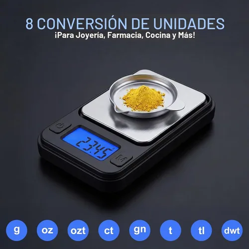 Vista 4 de Diyife Báscula de miligramo, báscula de bolsillo de alta precisión de 7.05 oz/0.0004 oz, 8 unidades Negro