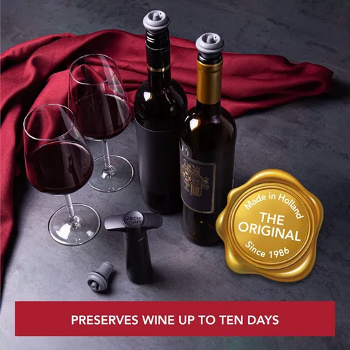 Vista 2 de Vacu Vin Juego de 2 tapones de vacío para guardar vino, color gris, sellado hermético para botellas abiertas para preservar la frescura hasta 10