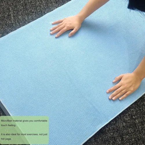 Vista 6 de Toalla de esterilla de yoga antideslizante para yoga caliente, punto de agarre de silicona antideslizante, fibra de gofre de 400 GSM
