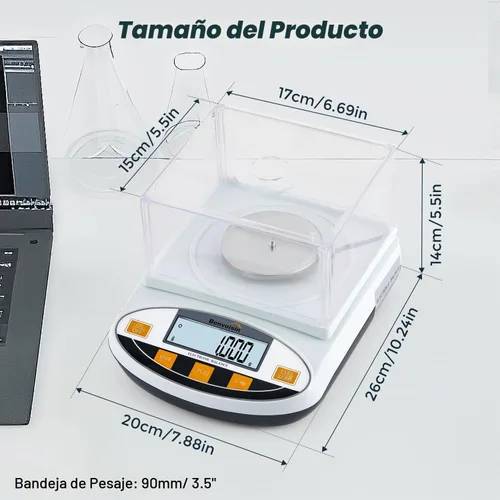 Vista 8 de Bonvoisin Balanza analítica de escala de laboratorio 3.53 oz x 0.00004 oz