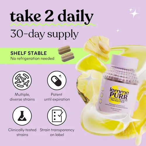 Vista 4 de Lemme Purr Probióticos Vaginales para Mujeres - Promueve el Equilibrio del pH, Olor Vaginal Saludable y Salud del Tracto Urinario con Mezcla