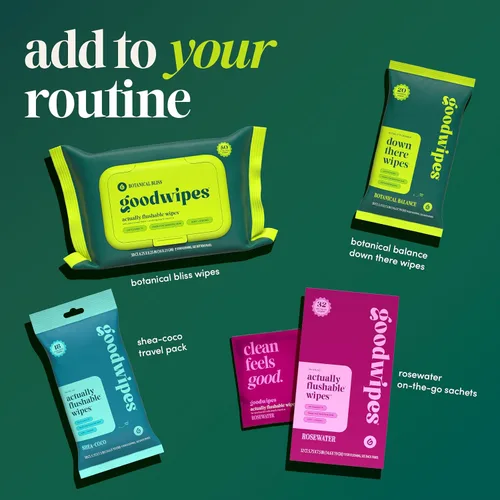 Vista 8 de Goodwipes Toallitas desechables para el trasero - Vitamina E y aloe - Seguras para alcantarillado y fosa séptica - Toallitas húmedas extra grandes