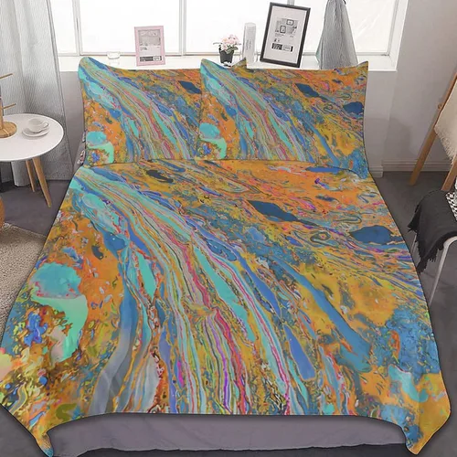 Vista 10 de Juego de 3 piezas de edredón neón que brilla en la oscuridad, funda de almohada de microfibra con cremallera para cama matrimonial, Queen