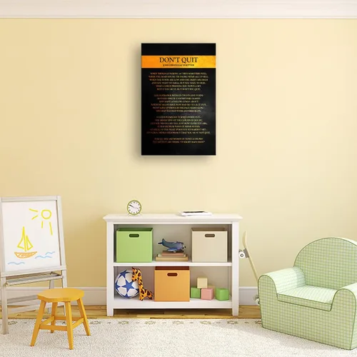 Vista 5 de Arte de pared en lienzo enmarcado con poema Don't Quit, póster motivacional, imágenes inspiracionales para sala de estar, regalo de poesía enmarcado