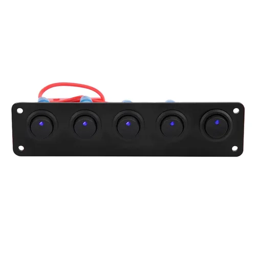Vista 8 de Panel de interruptores basculantes de 5 bandas, 12 V-24 V, panel de interruptores de palanca de encendido y apagado con precableado para automóvil