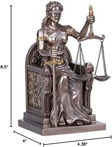 Vista 2 de Pacific Giftware Estatua de la señora de la justicia de bronce fundido en frío sentado Decoración