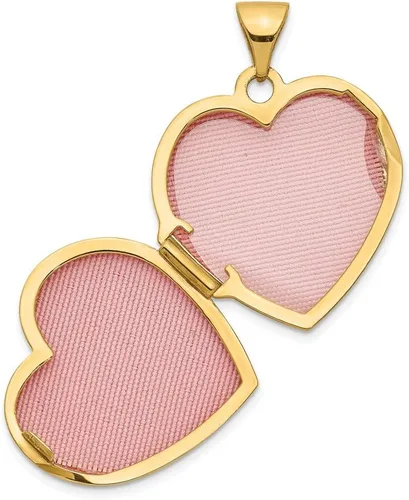 Vista 4 de Medallón de corazón sólido de oro amarillo de 14 quilates con desplazamiento Love You Always