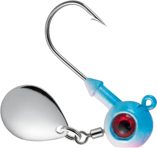 Vista 13 de Dr.Fish 10 Pack Cabezas de Jig Underspin Señuelos de Natación de Agua Dulce Bola Jig Anzuelos de Pesca de Lubina y Lucioperca Hoja de Colorado
