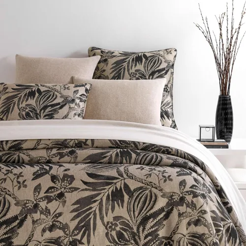 Vista 5 de Pine Cone Hill Antigua Linen - Funda de edredón de lino floral negro, estándar