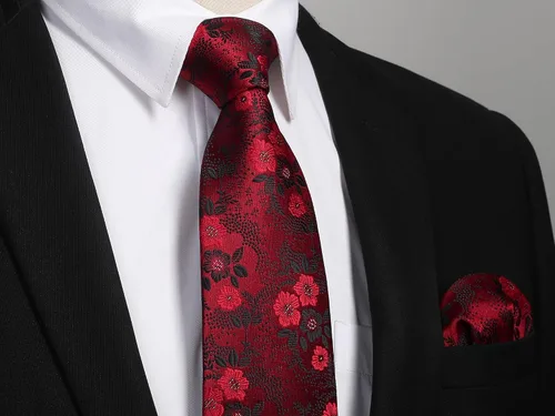 Vista 188 de Corbatas florales tejidas clásicas para hombre, corbata cuadrada de bolsillo, corbatas formales para hombres, boda con pañuelo
