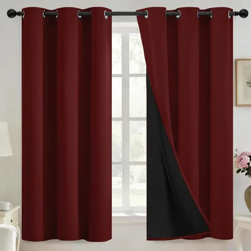 Vista 137 de Yakamok Cortinas negras, cortinas de ventana con aislamiento térmico y eficiencia energética para dormitorio, cortinas opacas completas y cortinas