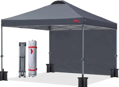 Vista 18 de MASTERCANOPY - Toldo desplegable duradero con 1 pared lateral (6.6 x 6.6 pies, caqui)