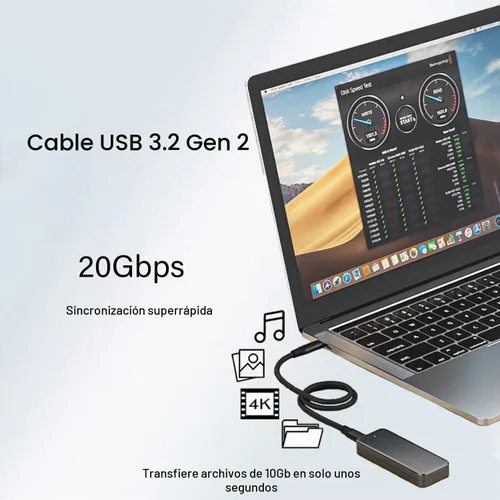 Vista 5 de Pocxwa - Cable de video USB-C a USB-C 3.2 Gen 2x2, cable de carga USBC de 240 W de 5 pies
