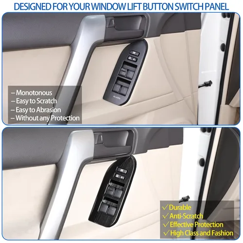 Vista 2 de Ajuste para Toyota Land Cruiser Prado FJ150 150 2014-2018 ABS Cubierta del marco del interruptor del botón de elevación de ventana, panel de botón
