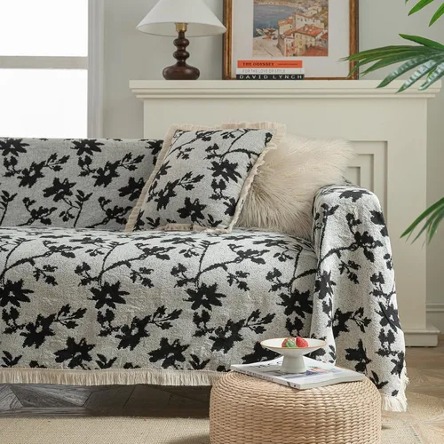 Vista 14 de vctops Fundas de sofá jacquard vintage para sofá seccional patrón de pájaros funda de sofá con flecos para perros fundas de sofá de dos plazas funda