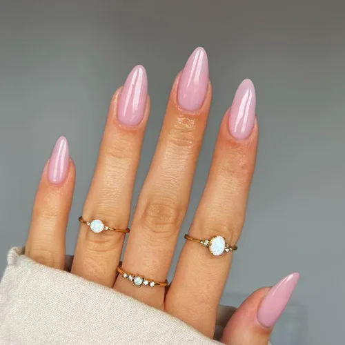 Vista 47 de 48 piezas de uñas postizas a presión color burdeos, uñas falsas en forma de almendra, pegamento para uñas, uñas de longitud media
