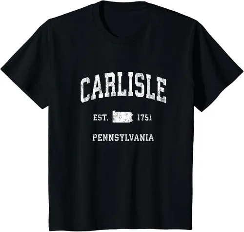 Vista 27 de Carlisle Pennsylvania PA - Camiseta deportiva vintage con diseño deportivo, Negro, S