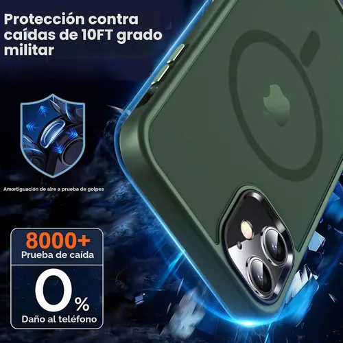 Vista 4 de MOCCA - Funda magnética a prueba de golpes para iPhone 11, color verde Verde medianoche