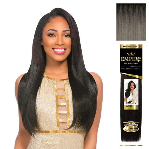Vista 34 de Sensationnel - Cabello humano Empire Yaki, tejido sin enredos para un tejido rápido y estilo cosido para conseguir reflejos artificiales, paquete