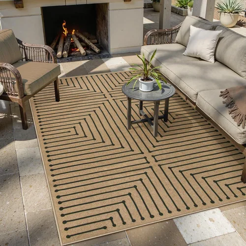 Vista 94 de Lahome Tapetes geométricos para puerta de interior para entrada, alfombra antideslizante lavable de 2 x 3 negro / neutro