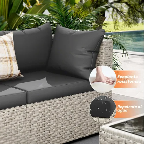Vista 2 de UDPATIO Juego de muebles de patio al aire libre, sofá seccional modular de 7 piezas con mesa de té, juego de conversación al aire libre de mimbre PE