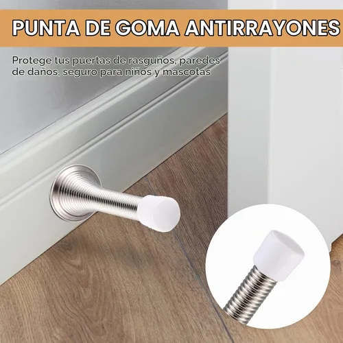 Vista 4 de Sadnyy 60 topes de puerta de resorte con puntas de goma a prueba de óxido, 3 pulgadas, flexible y resistente, tope de puerta de pared de resorte