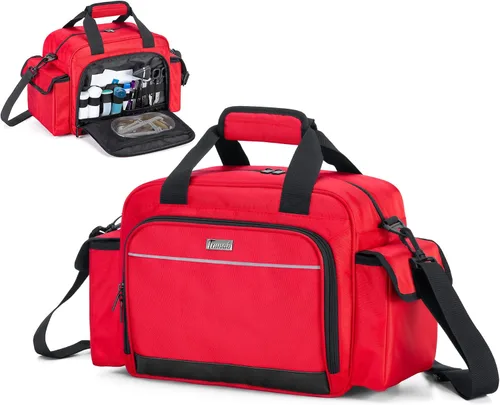 Vista 9 de Trunab Bolsa de Enfermera de Salud en el Hogar Vacía, Bolsa de Hombro Portátil para Suministros Médicos para Hospicio, Visita Domiciliaria, Internos