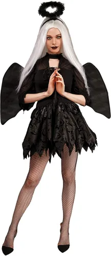Vista 4 de DSplay Disfraz de ángel caído oscuro de Halloween para mujer