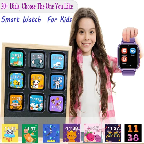 Vista 3 de iCHOMKE Reloj inteligente para niños, reloj inteligente para niñas y niños con 26 juegos, grabadora de video y reproductor, calendario podómetro