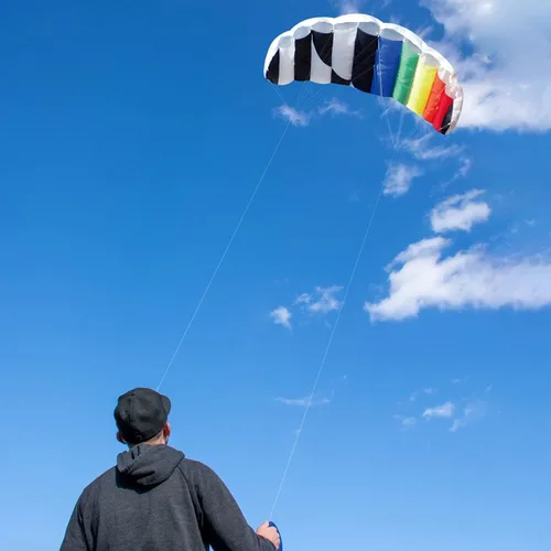 Vista 7 de Hengda Kite 1.4 M Intro Foil Design Rainbow Kites Soft Stunt Sport Parafoil Kite 55 pulgadas con juego de herramientas voladoras por Hengda kite