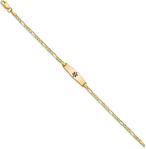 Vista 2 de 14k Yellow Gold Medical Alert Figaro Id Bracelet Fine Jewelry For Women Gifts For Her