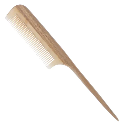 Vista 11 de Breezelike Peines para el cabello – Peine de cola de madera de dientes finos – Peine de madera de corazón morado sin estática con dientes de cuerno
