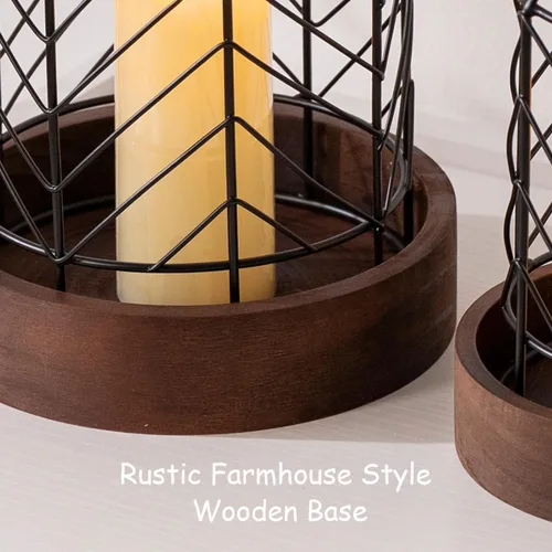 Vista 4 de Faroles decorativos para interiores, rústico, para velas, 2 unidades, metal