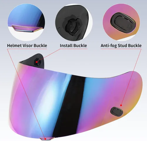 Vista 2 de VCOROS Casco de motocicleta, visera de repuesto para casco HJC HJ-09 CL-15 CL-17 CL-16 CL-SP AC-12 FS-10 CS-R1 IS-16 CS-R2 Shield Arcoíris
