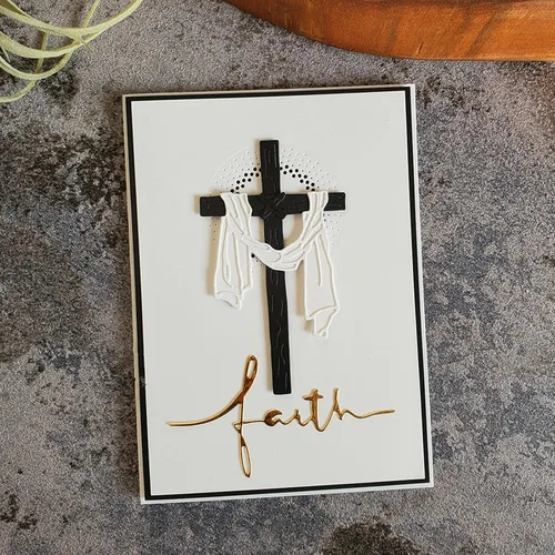 Vista 8 de Troqueles de metal con cruz de Pascua feliz, marco de crucifixión en 3D, plantillas de manualidades, tarjetas de corte para manualidades