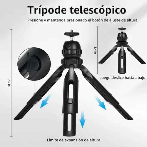 Vista 6 de Kit de video con soporte para teléfono doble, soporte de trípode para iPhone y Android