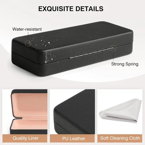Vista 5 de Marvolia Estuche rígido para lentes de sol, funda protectora de piel sintética para lentes de sol