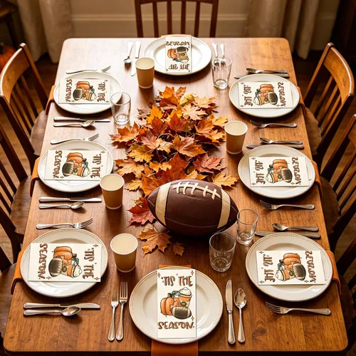Vista 6 de 100 servilletas de papel para invitados de fútbol de calabaza de Tis The Season