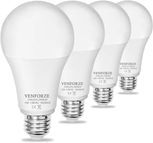 Vista 8 de Venforze Bombilla brillante, equivalente a 150 W-200 W, 2500 LM, E26, bombilla LED 23 W, luz diurna blanca, 5000 K, A21, no regulable, paquete de 2