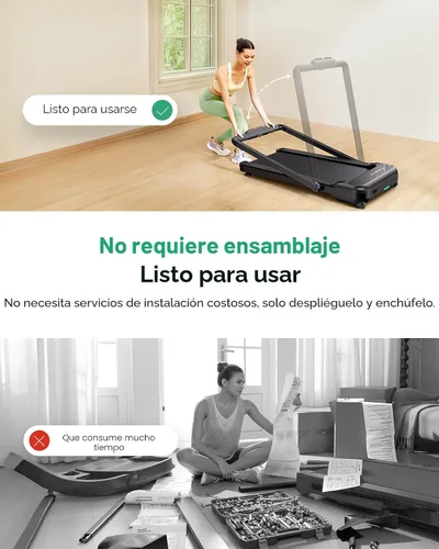 Vista 10 de UREVO Strol 2E Caminadora plegable inteligente 2 en 1, almohadilla compacta para caminar con mango de seguridad, Plug and Play, caminadora de Black