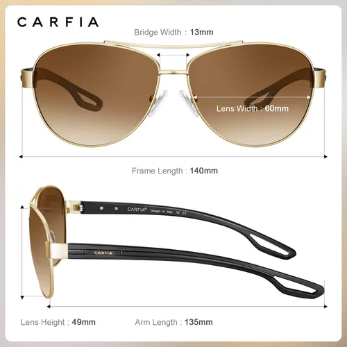 Vista 3 de Carfia Aviator Sunglasses for Women Polarized UV Protection Classic Driving Sun Glasses Outdoor Ladies Sunnies Metal Frame