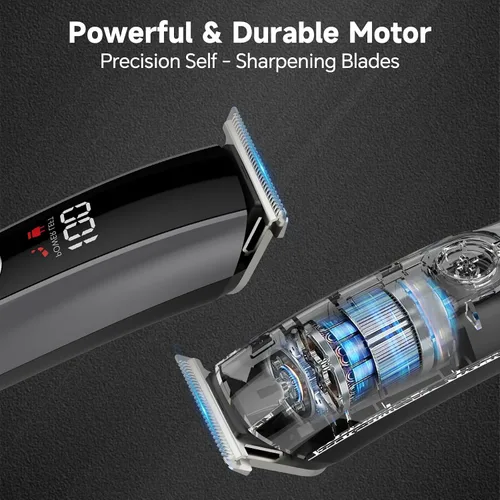 Vista 3 de Cortadora de barba para hombres, maquinilla de afeitar eléctrica para nariz, cuerpo, cara y bigote, cortapelos de peluquería 5 en 1, afeitadoras