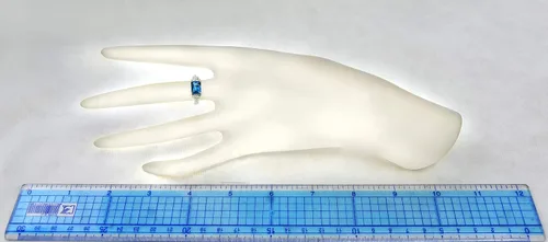 Vista 5 de 925 Sterling Silver Ring Genuine Gems Emerald-Cut 8x6 mm 2.5 Cts, East-West Setting, Rhodium-Plated Finish