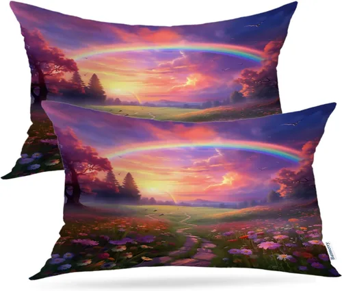Vista 29 de Batmerry Autumn Maple Leaves Throw Pillow Covers, red Fall Orange Leaves Decorative Pillow Covers Digital Printing Blended for Couch Sofa Bed
