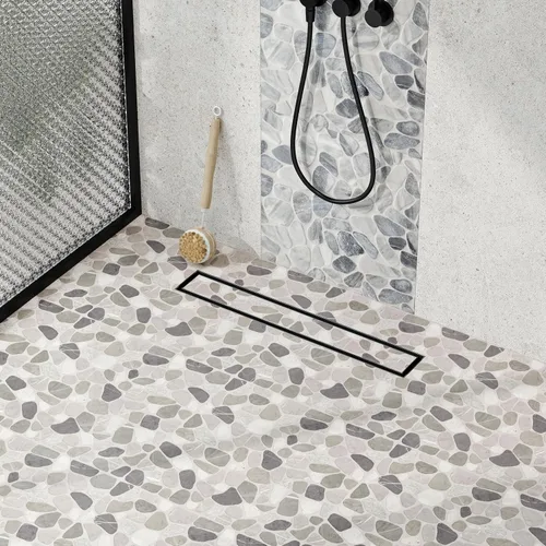 Vista 17 de Neodrain Drenaje de ducha lineal de 18 pulgadas con rejilla de inserción de azulejos, desagüe de suelo de ducha rectangular de acero inoxidable