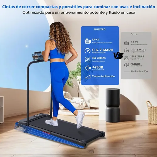 Vista 3 de Caminadoras portátiles para el hogar con barra de mango e