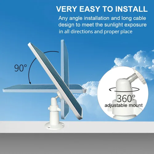 Vista 5 de JJMASEE Panel solar para cámara de seguridad SimpliSafe al aire libre y serie 2, cargador solar impermeable para cámara exterior SimpliSafe