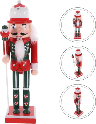 Vista 8 de PRETYZOOM Cascanueces de Navidad de madera, marioneta de cascanueces de Navidad, decoración de cascanueces de madera, figura de cascanueces