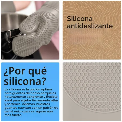 Vista 3 de GORILLA GRIP - Juego de guantes de horno de silicona suave sin BPA, guantes de cocina resistentes al calor e impermeables, forro de algodón grueso